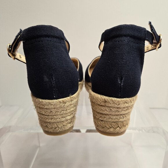 Navy Wedge Espadrilles with Ankle Strap - Picture 5 of 7